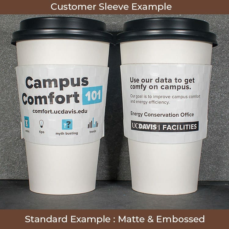 2 color white custom coffee sleeve