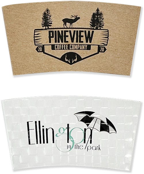 1 and 2 color embossed and smooth coffee sleeves